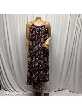 Maurices Floral Sleeveless Midi Dress Womens Size XL Black Casual Summer Travel